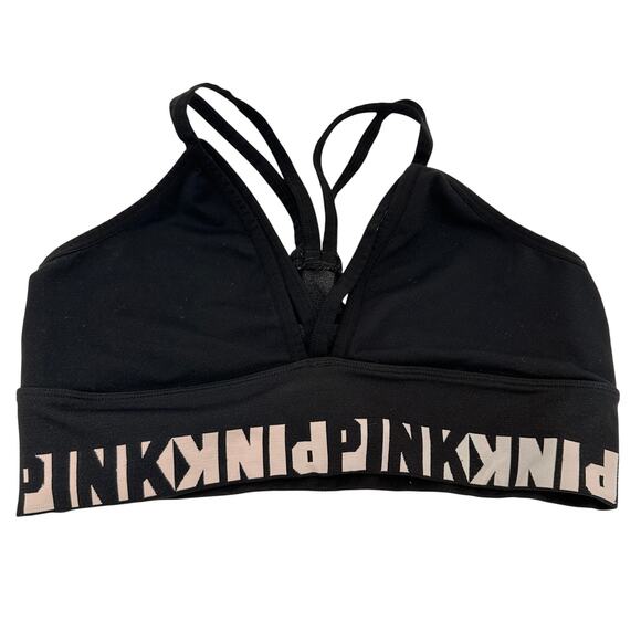 Pink Victoria's Secret Black Logo Bralette Size Medium - Picture 1 of 5